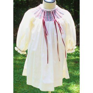 Handmade Custom Toddler Girl Smocked Dress Ivory Cream Christmas Holiday Special